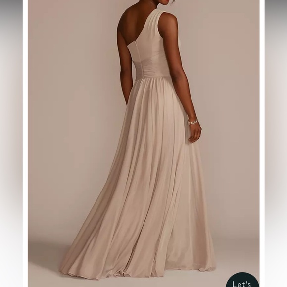 David’s Bridal Mesh One-Shoulder Dress with Full Skirt Iris color Size 0 - Picture 2 of 10